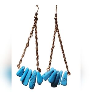 GEOMETRIC TURQUOISE Spike & Antique Bronze EARRINGS Tribal Earrings Boho Jewelry